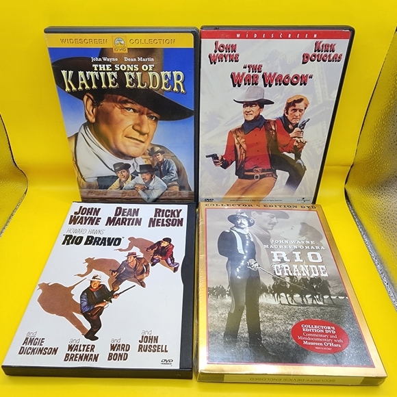 4 John Wayne Westerns DVD Lot Katie Elder The War Wagon Rio Grande Rio Bravo - Picture 1 of 3